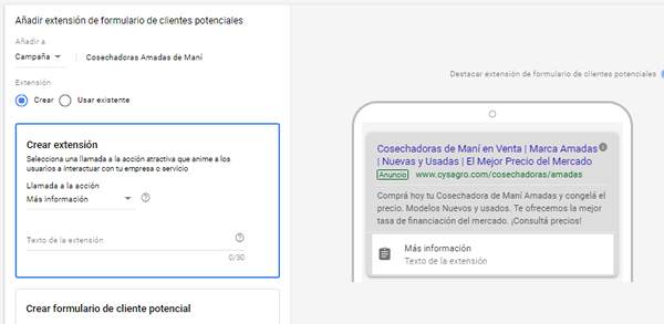 crear extensiones de formulario en google ads